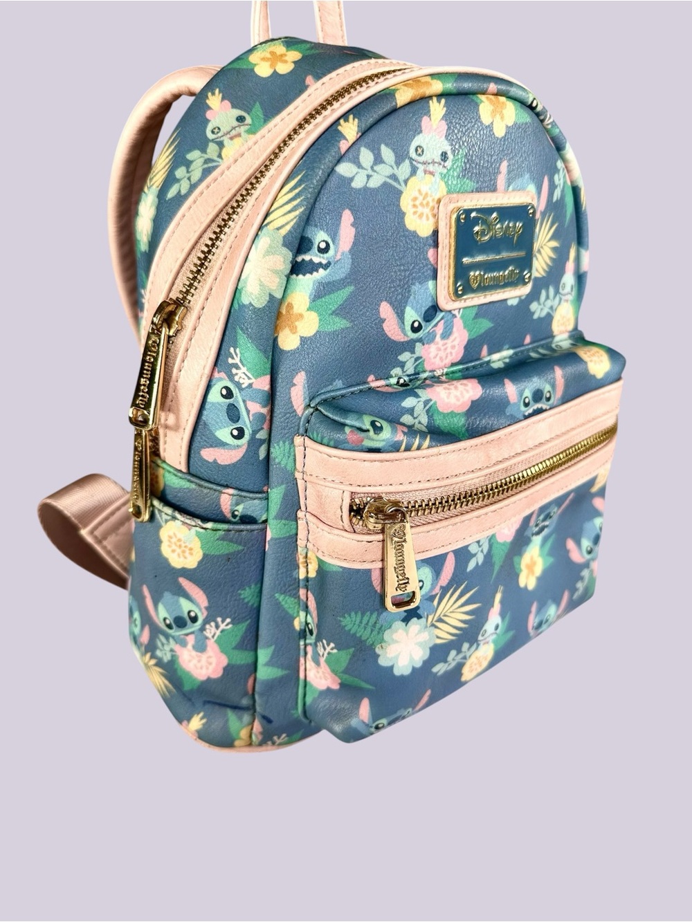 Loungefly Rare Lilo & Stitch Floral Print Mini Backpack-Rare OG HEART Logo - Picture 3 of 16